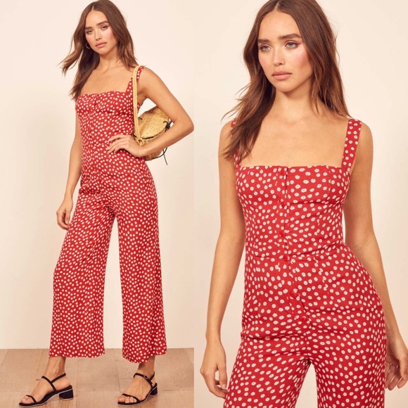 Reformation Pants - NWOT Reformation Della Jumpsuit Size 4 Red Floral